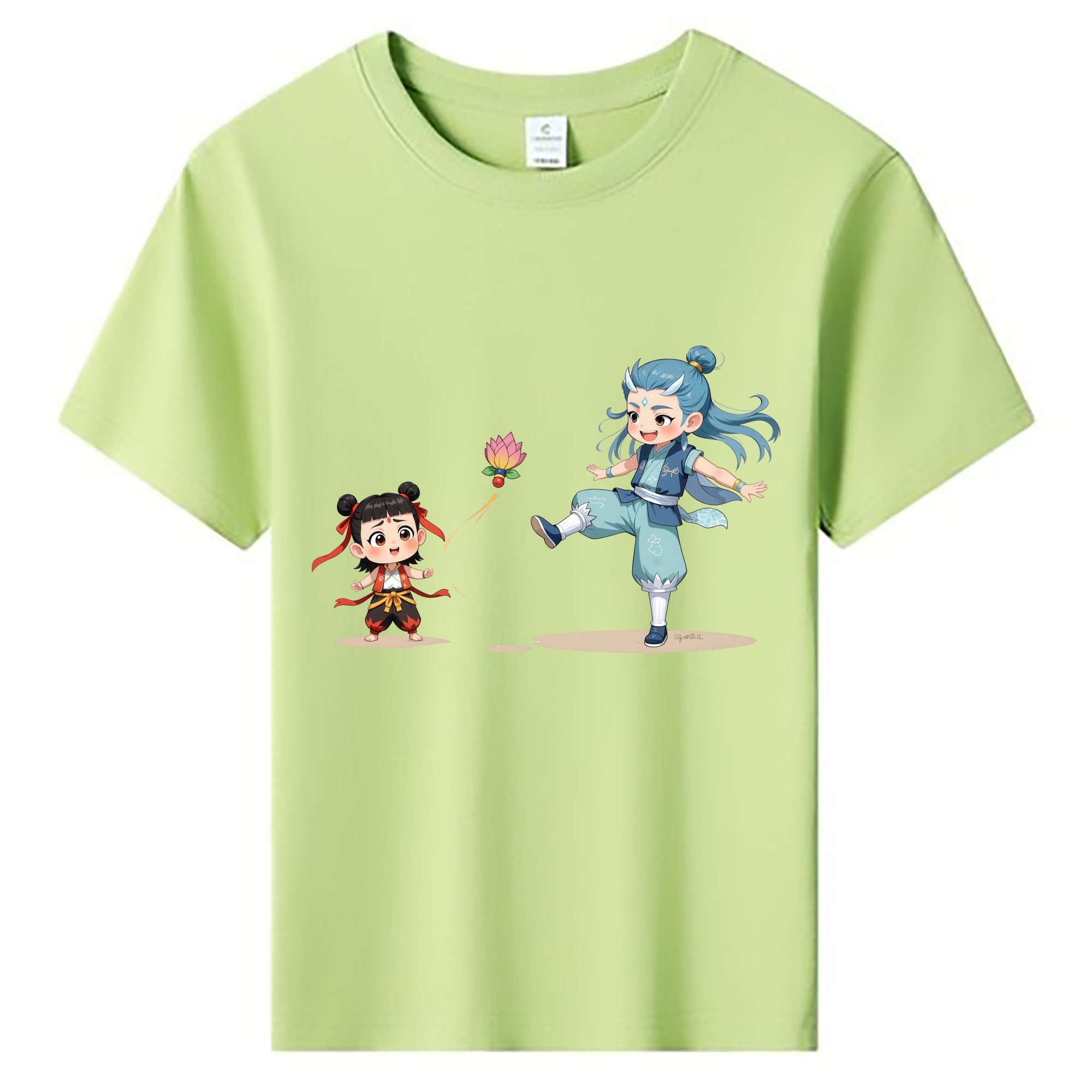 （画像用） Ne Zha 2 ナタ 魔童の大暴れ 綿100％キッズTシャツ（フロントプリント）